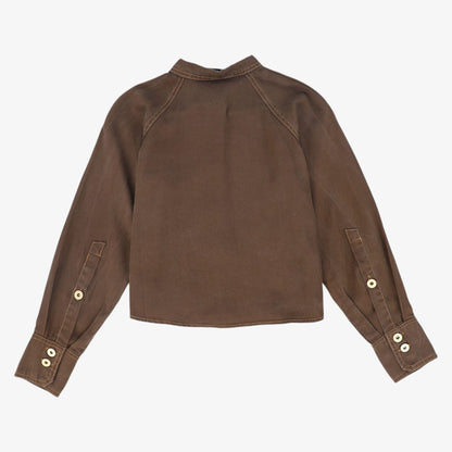 Contrast Seam Blouse - Brown