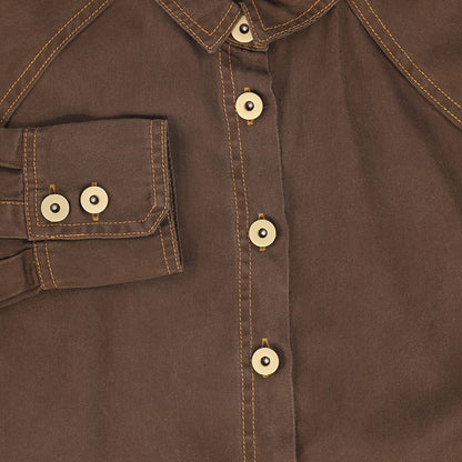 Contrast Seam Blouse - Brown