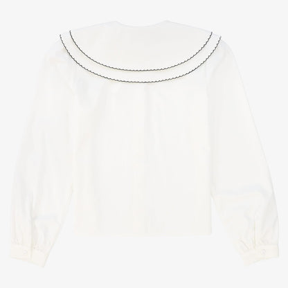 Scallop Double Collar Blouse - White