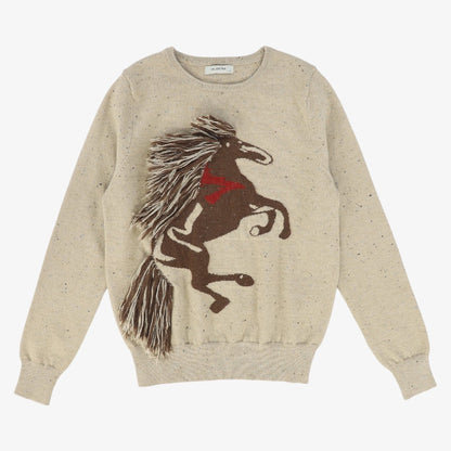 Fringe Embroidered Sweater - Beige