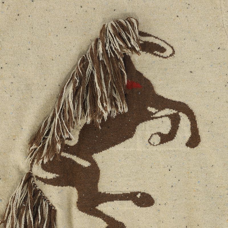 Fringe Embroidered Sweater - Beige