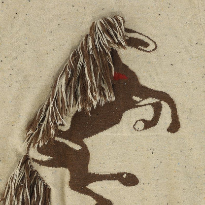 Fringe Embroidered Sweater - Beige
