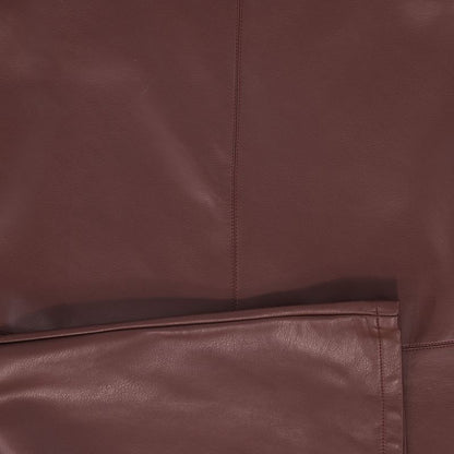 Leather Seam Waisted Skirt - Burgundy