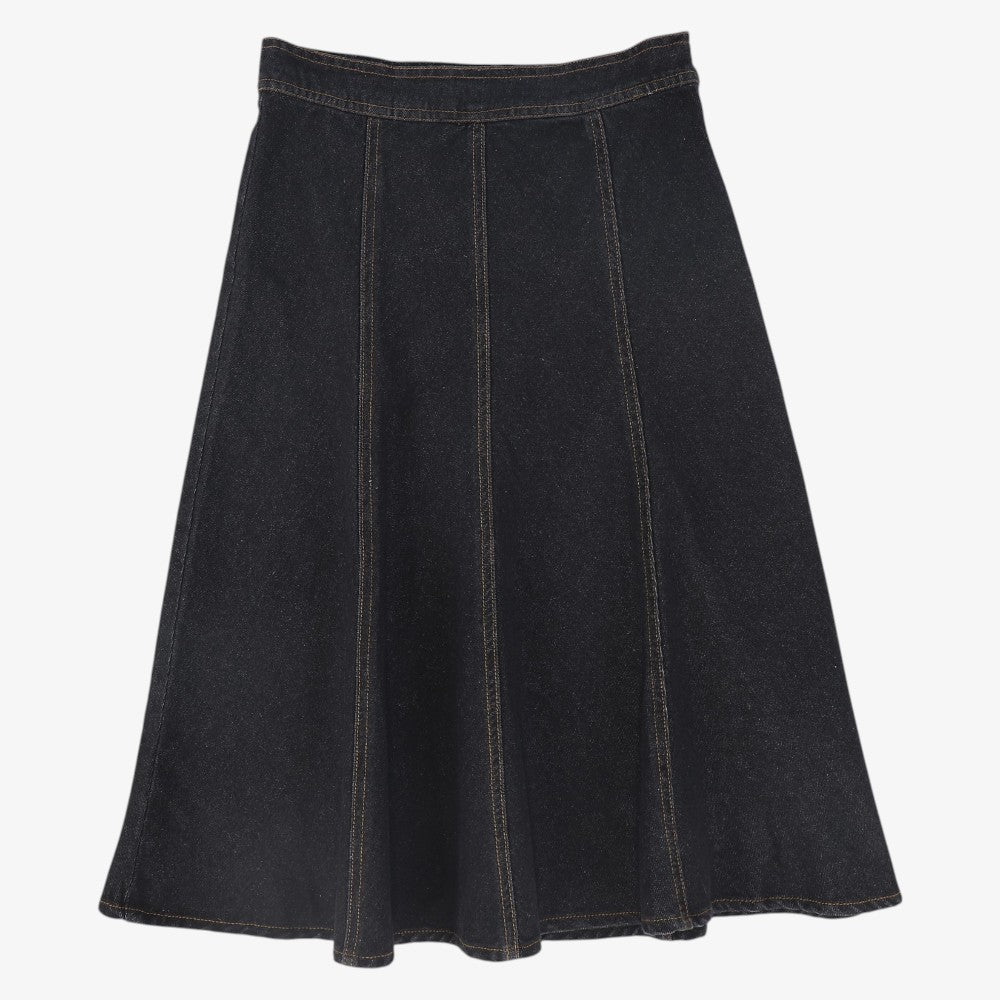 Contrast Seam Skirt - Black Denim