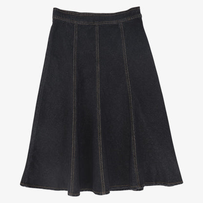 Contrast Seam Skirt - Black Denim