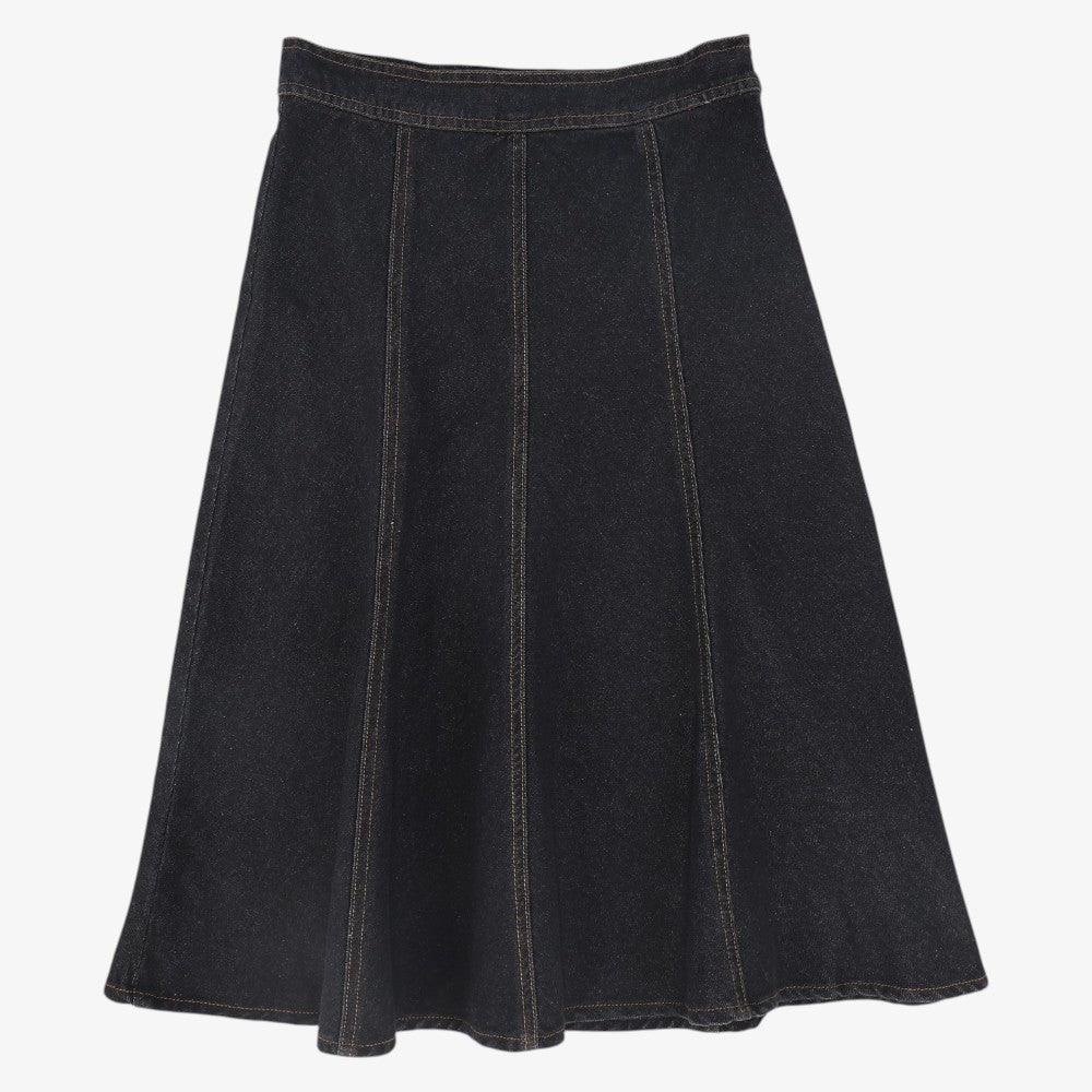 Contrast Seam Skirt - Black Denim