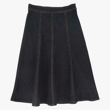 Contrast Seam Skirt - Black Denim
