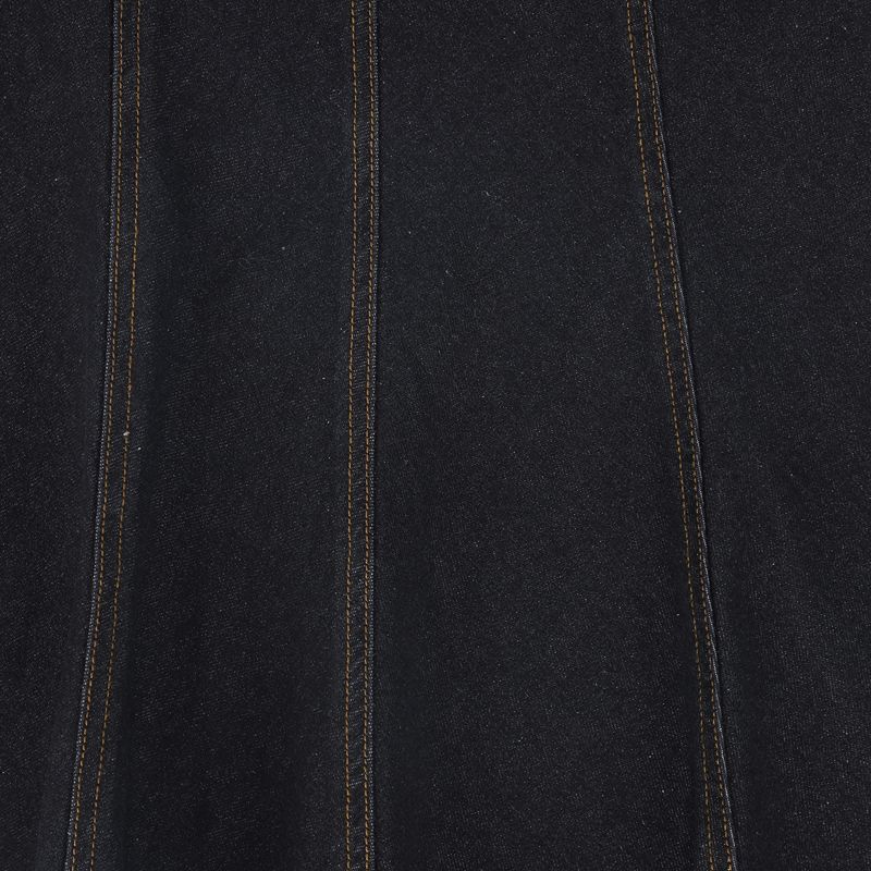 Contrast Seam Skirt - Black Denim