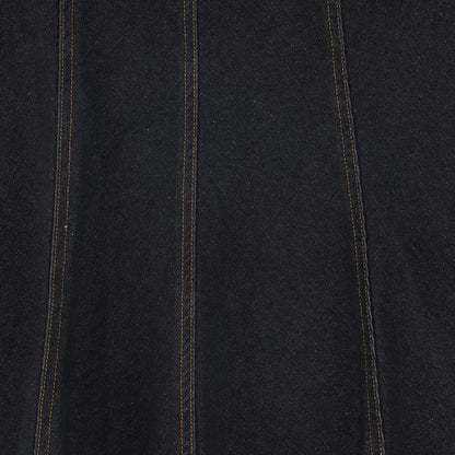 Contrast Seam Skirt - Black Denim
