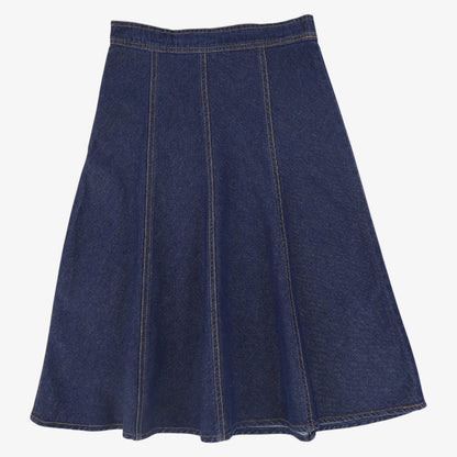Contrast Seam Skirt - Blue Denim
