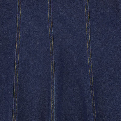 Contrast Seam Skirt - Blue Denim