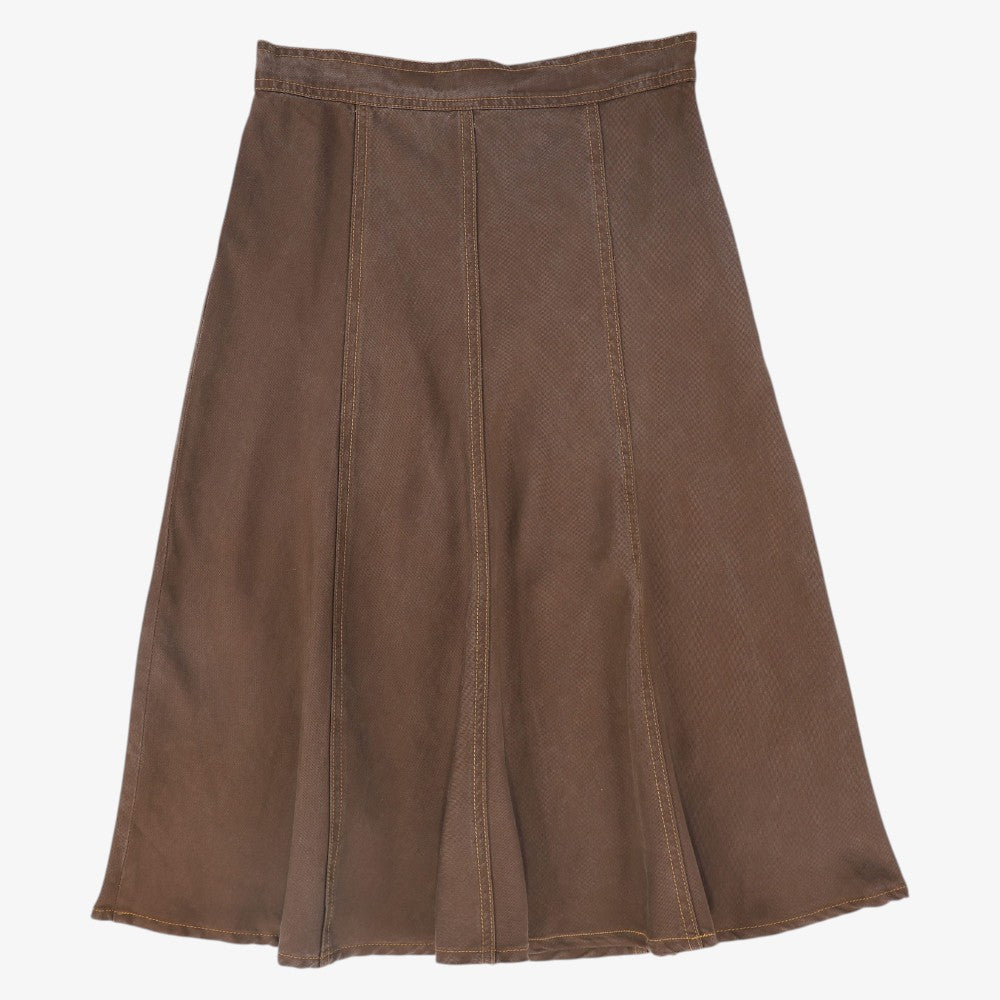 Contrast Seam Skirt - Brown