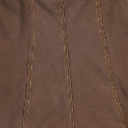 Contrast Seam Skirt - Brown