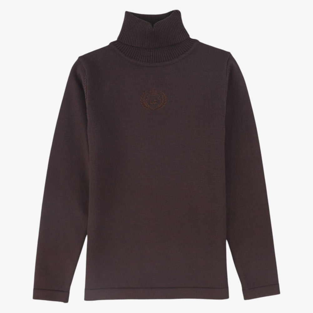 Fitted Knit Turtleneck - Brown