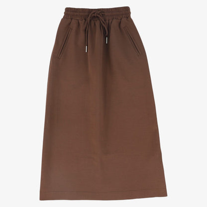 Drawstring Sweatshirt Maxi Skirt - Brown