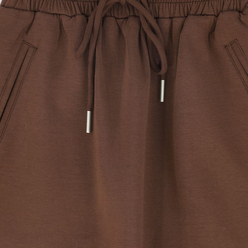 Drawstring Sweatshirt Maxi Skirt - Brown