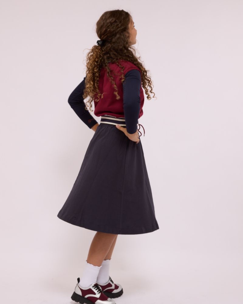 Ribbed Mock Neck Top - Navy