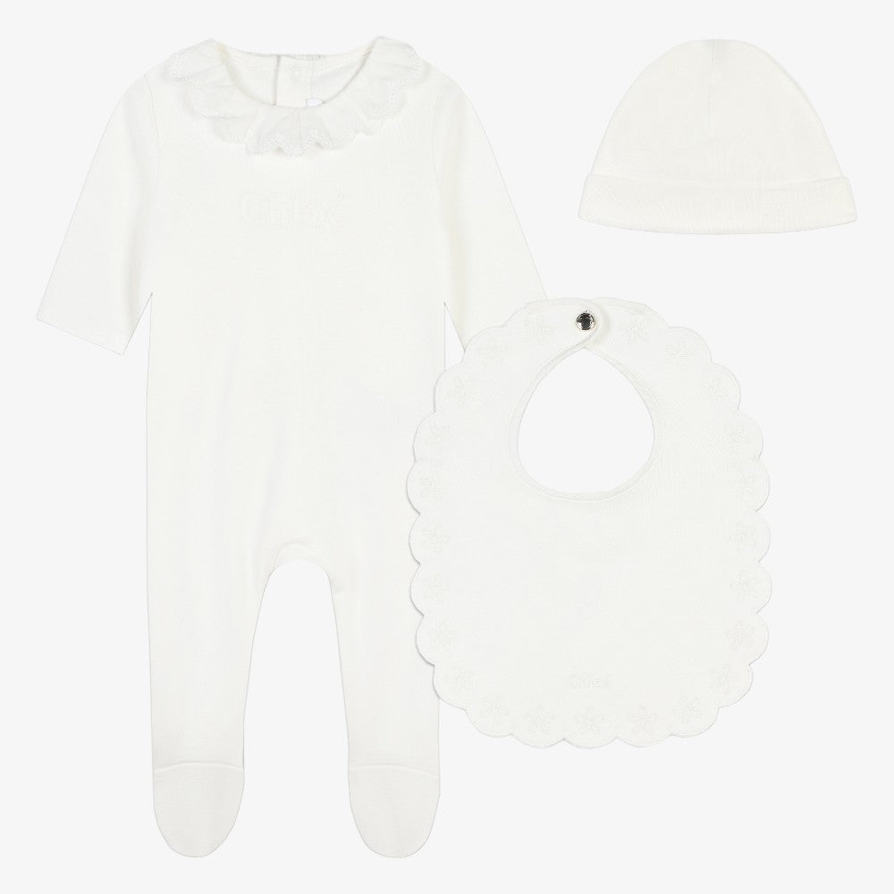 Footie And Hat And Bib - Offwhite