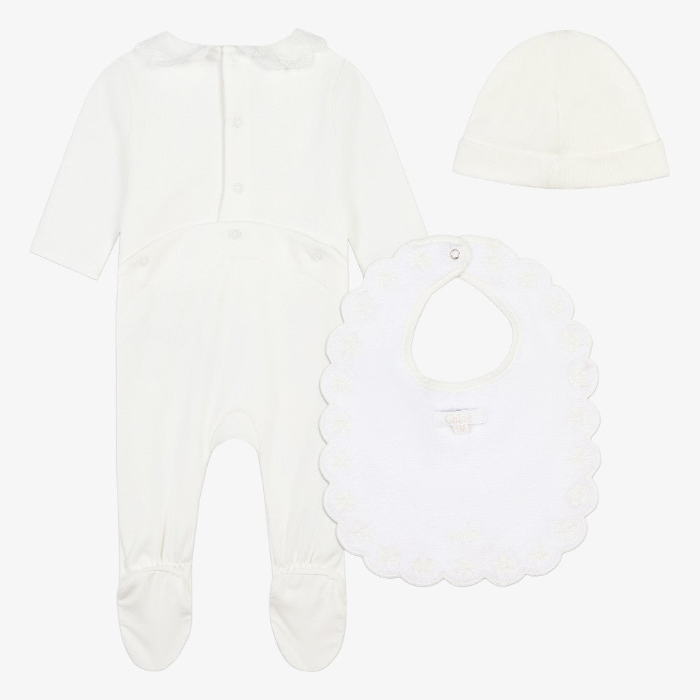 Footie And Hat And Bib - Offwhite