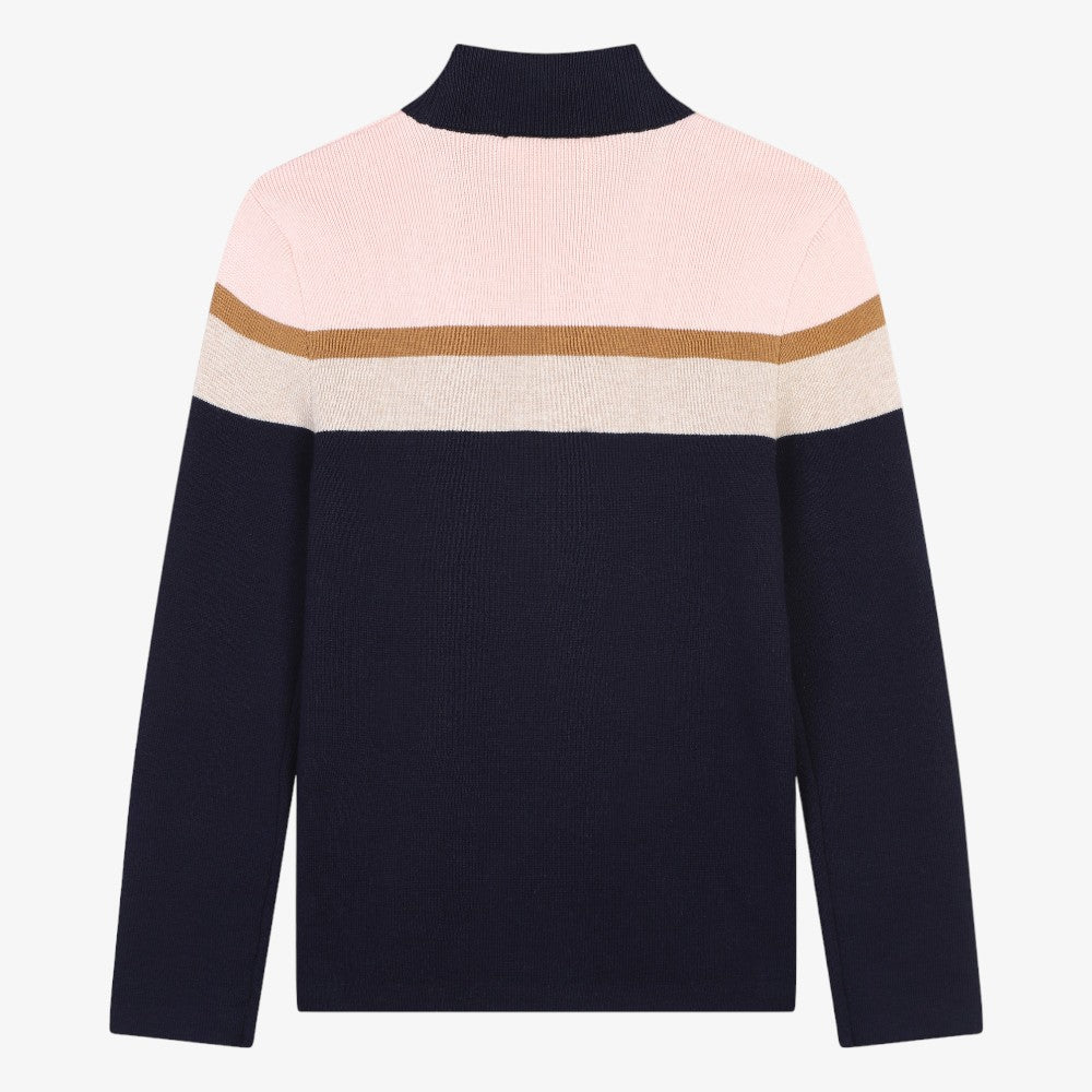 Colorblock Knit Sweater - Navy