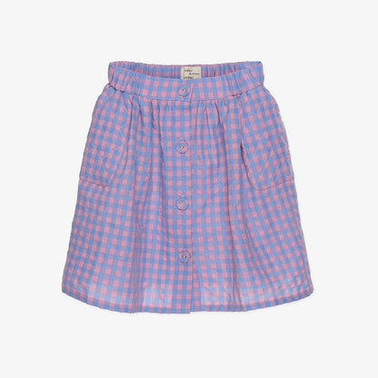 Quilted Skirt - Blue-pink Check