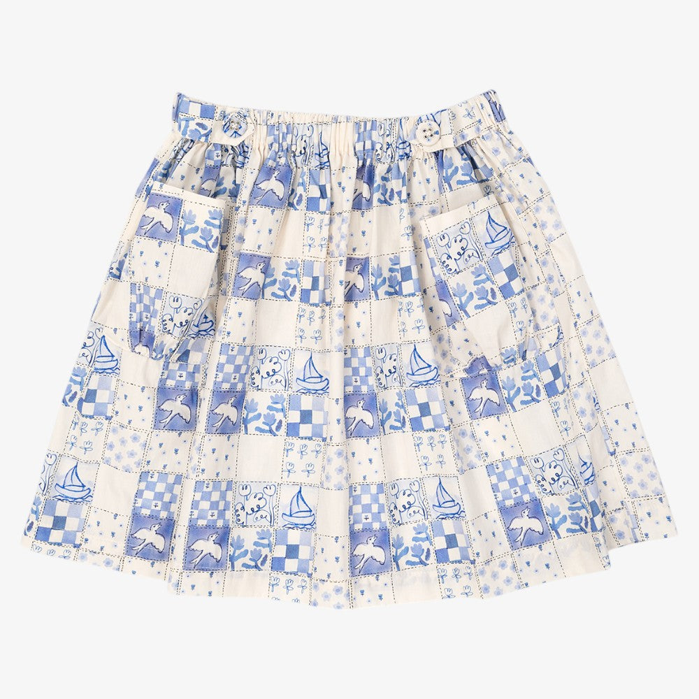 Gathered Skirt - Vintage Blue