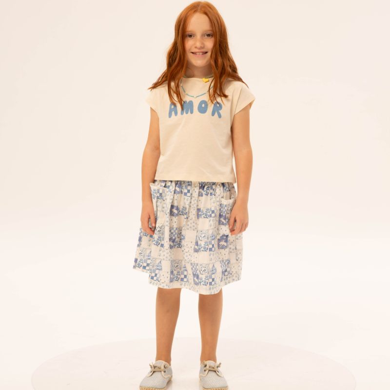 Gathered Skirt - Vintage Blue