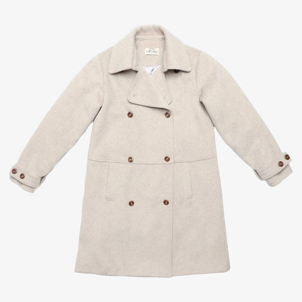 Wool Button Coat - Beige