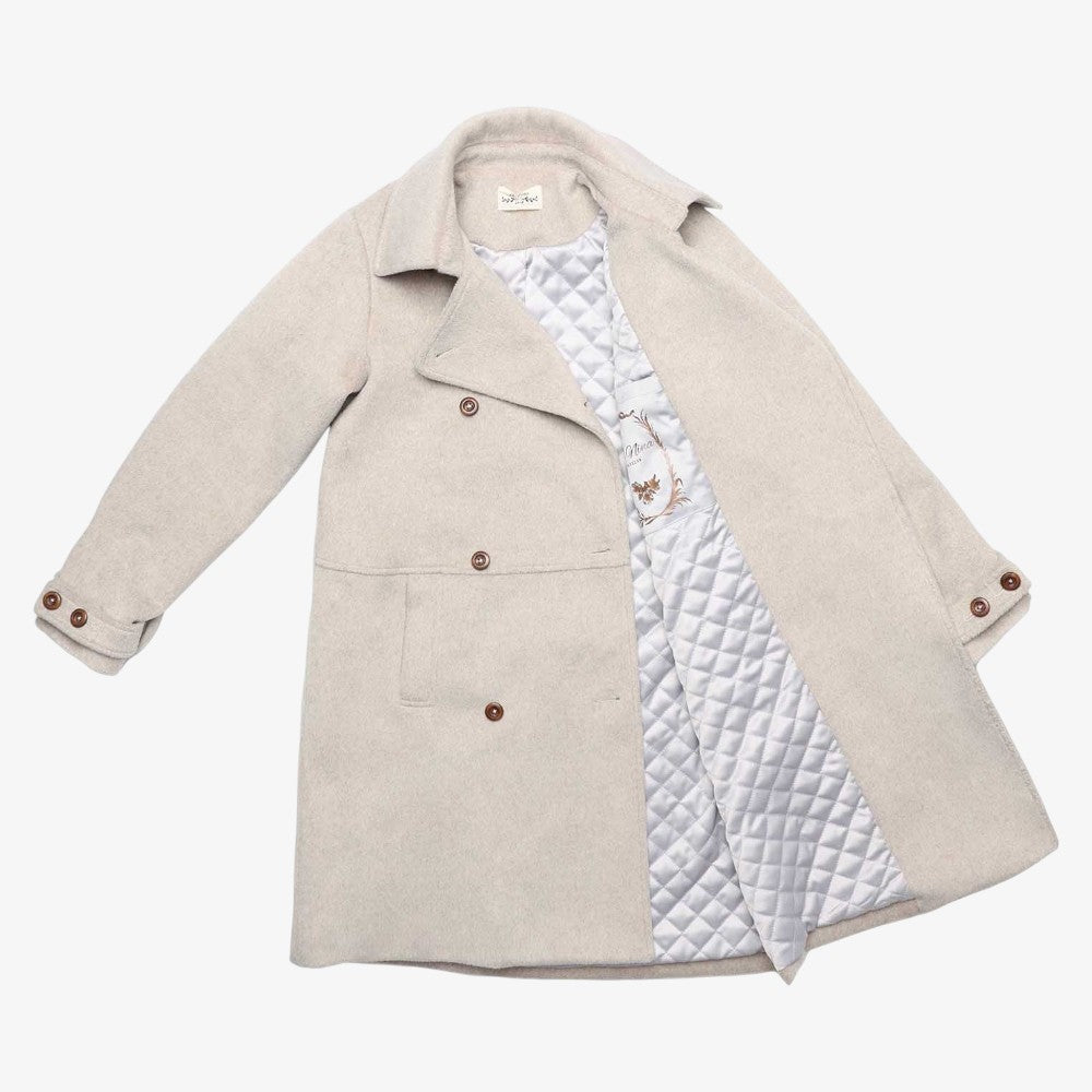Wool Button Coat - Beige