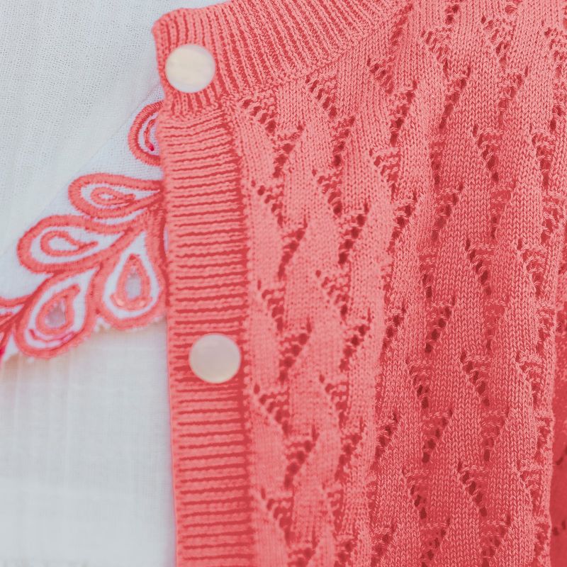 Pointelle Cardigan - Coral