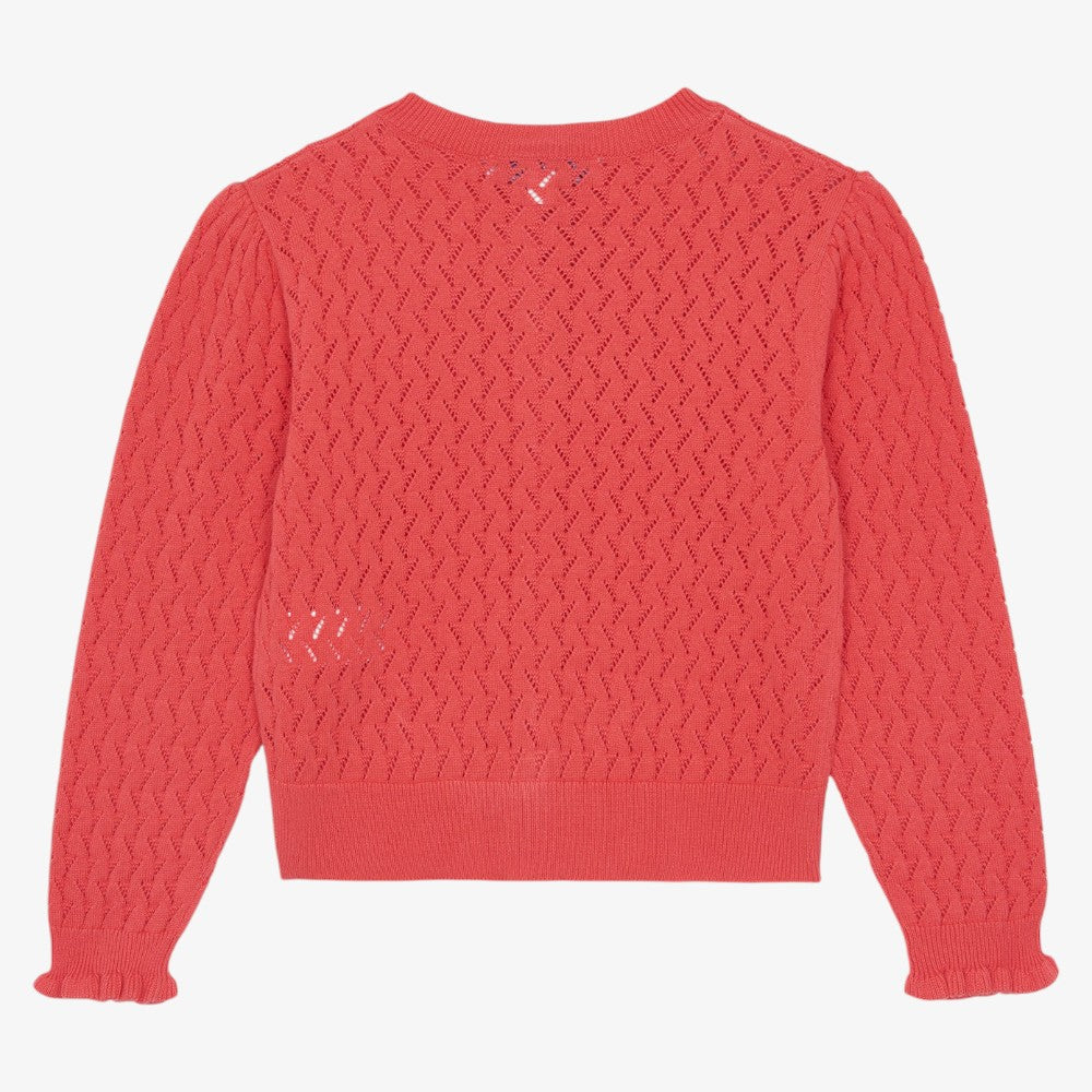 Pointelle Cardigan - Coral