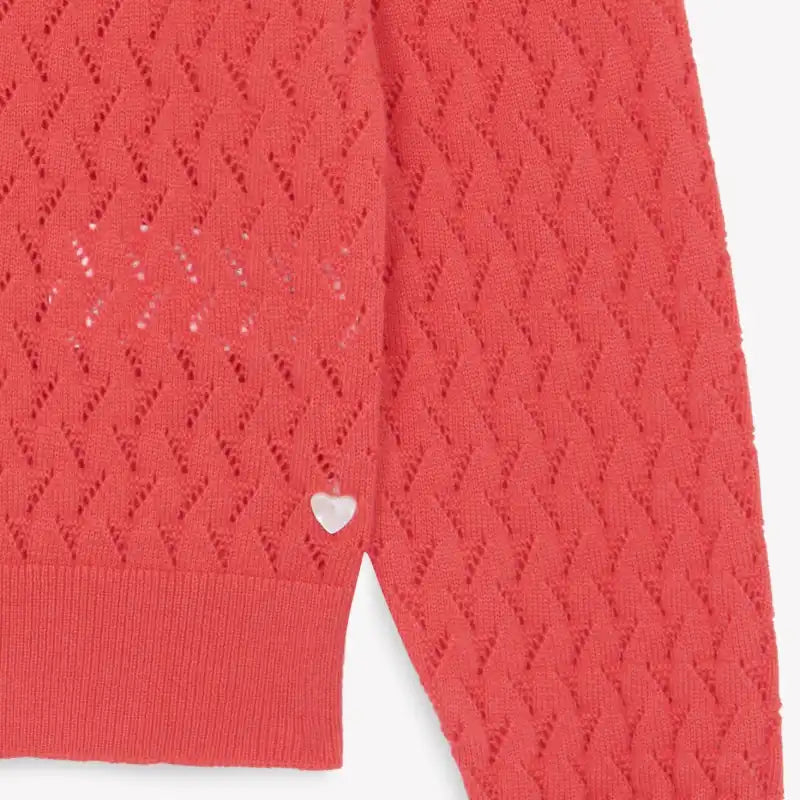 Pointelle Cardigan - Coral