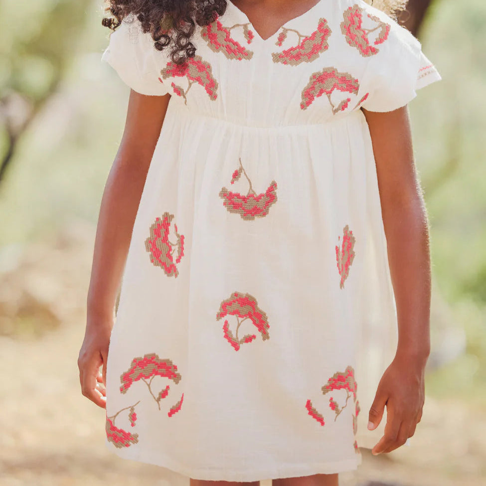 Embroidered Dress - White