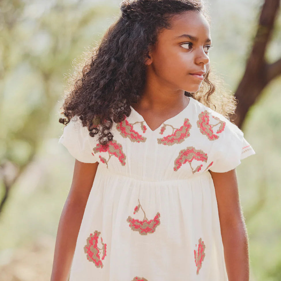 Embroidered Dress - White