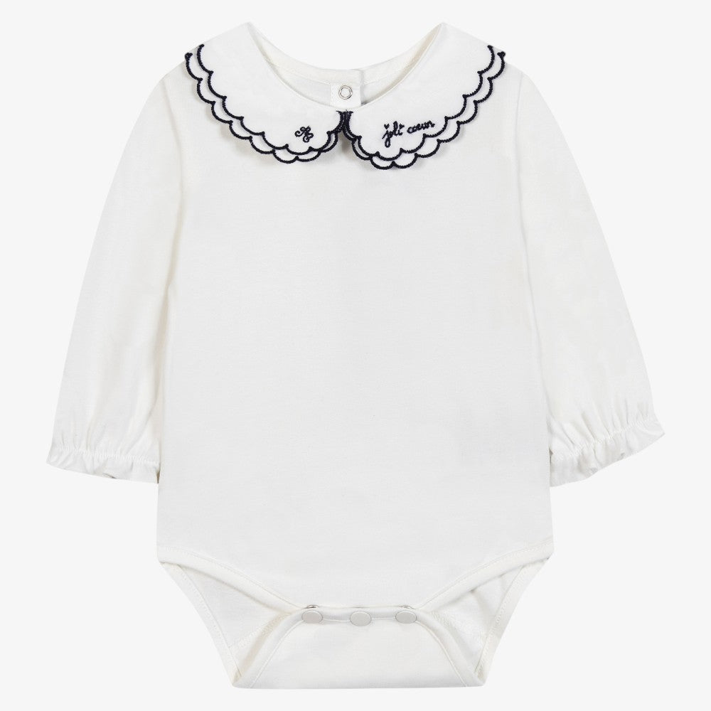 Ruffle Collar Bodysuit - Navy