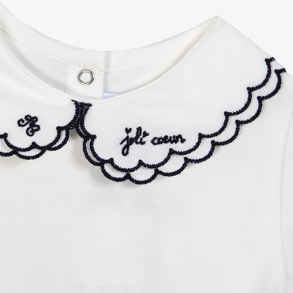 Ruffle Collar Bodysuit - Navy