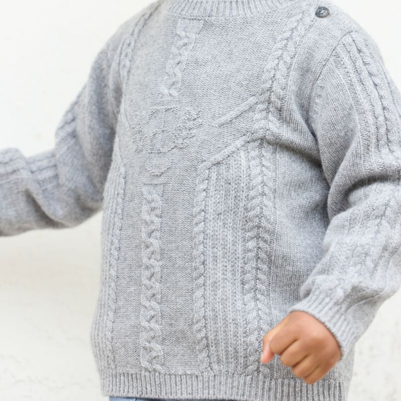 Cable Design Sweater - Dark Grey