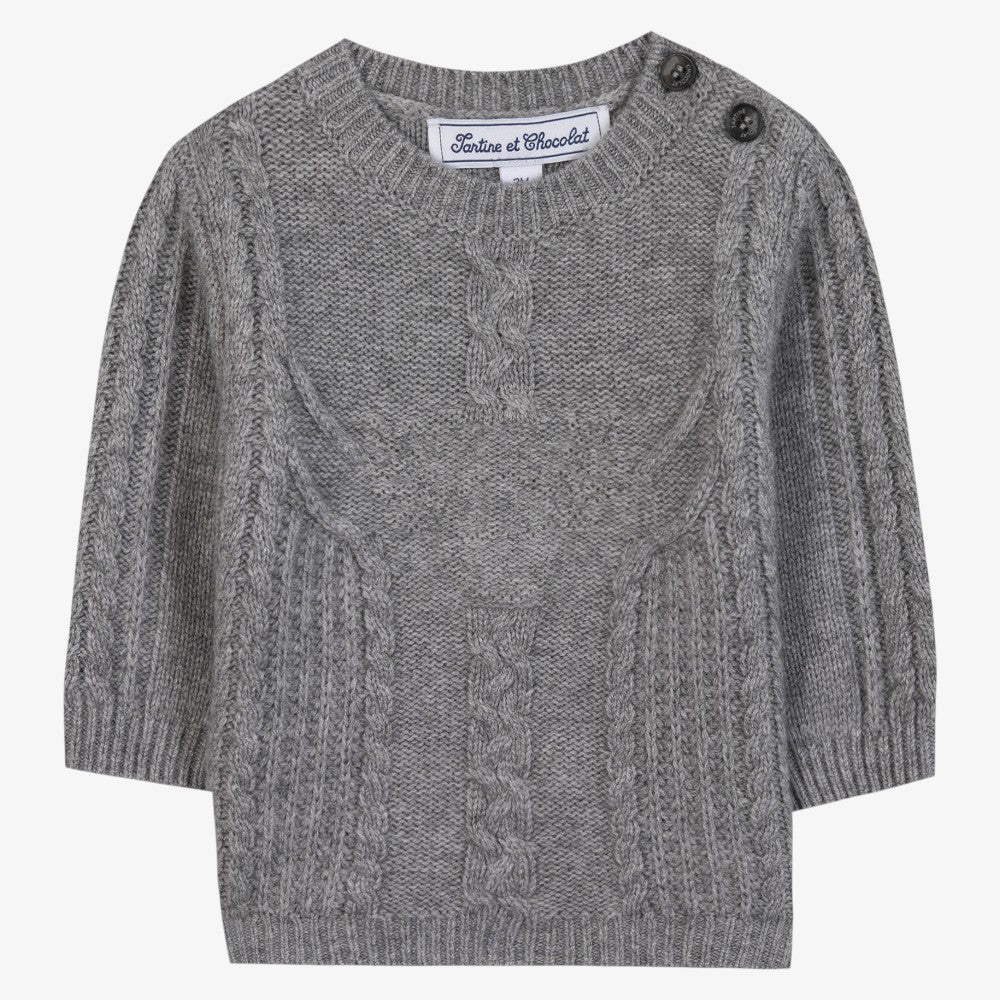 Cable Design Sweater - Dark Grey