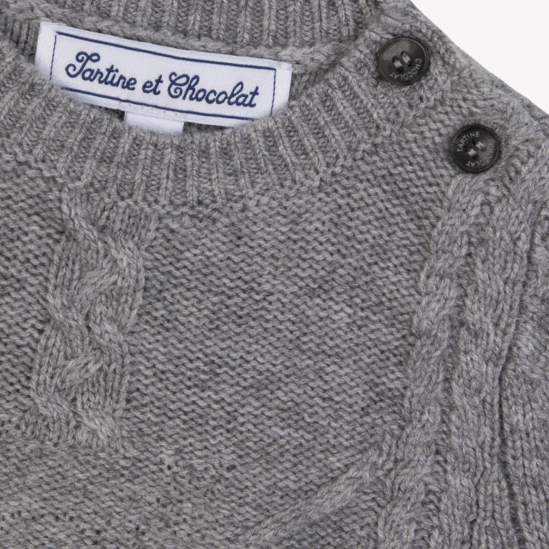 Cable Design Sweater - Dark Grey