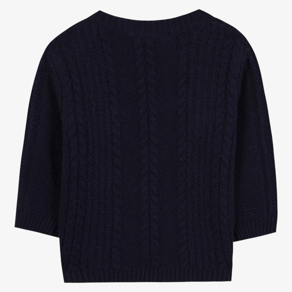 Cable Design Sweater - Navy