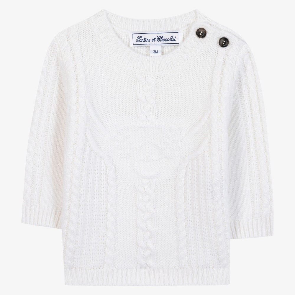 Cable Design Sweater - Off White