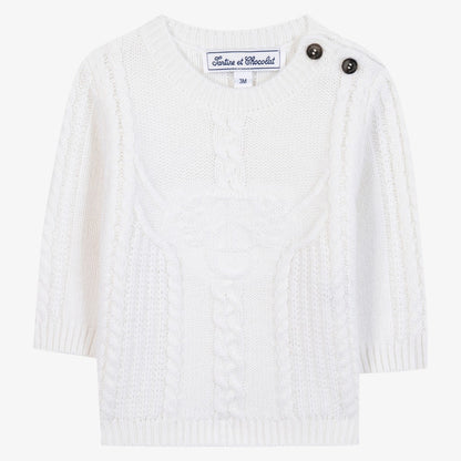 Cable Design Sweater - Off White