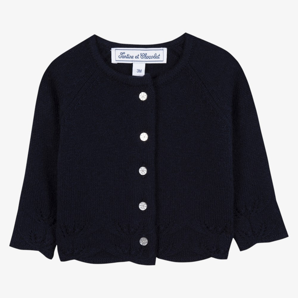 Cable Cardigan - Navy