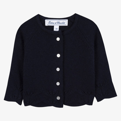 Cable Cardigan - Navy
