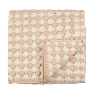 Peluche Contrast Balls Knit Blanket - Cream-rose