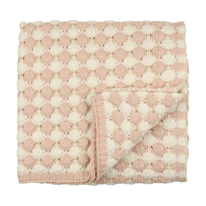 Contrast Balls Knit Blanket - Cream-rose