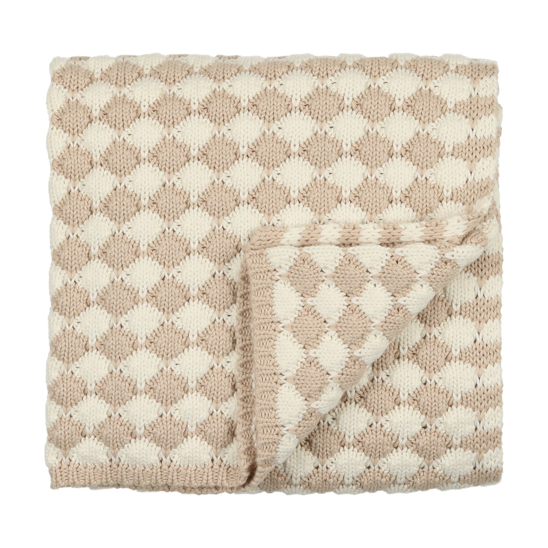 Contrast Balls Knit Blanket - Cream-tan