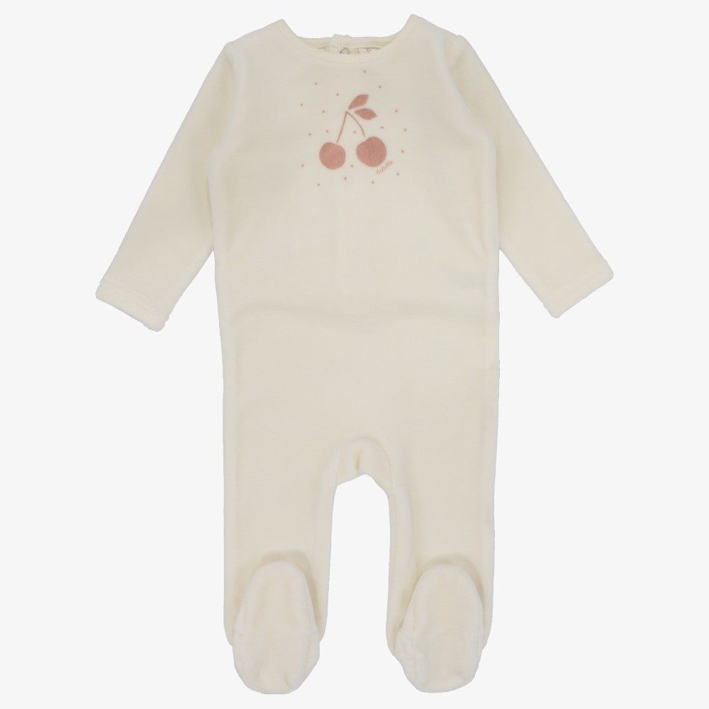 Cherry Graphic Footie - Ivory Apricot