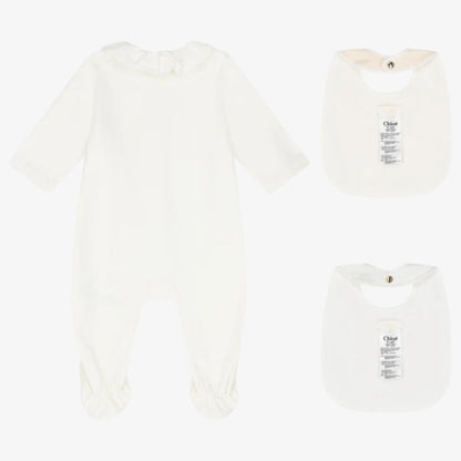 Footie With 2 Bibs - Offwhite