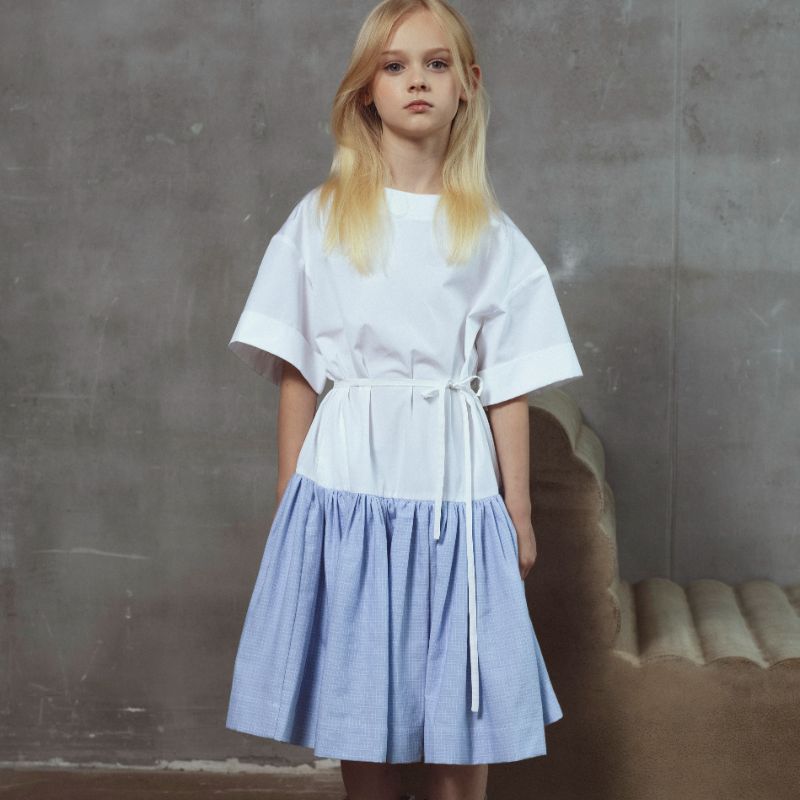 Chloe Dress - White&amp;blue